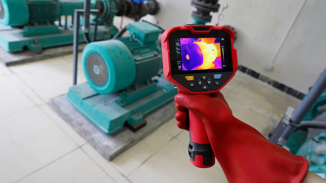 Kỹ sư sử dụng UTi740H+ chụp ảnh động cơ